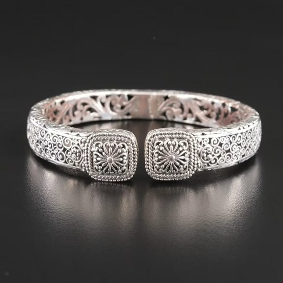 SARDA unisex-Sterling Bracelet-Scroll details Jewelry - Gorgeous Sarda Sterling Scrollwork Bracelet